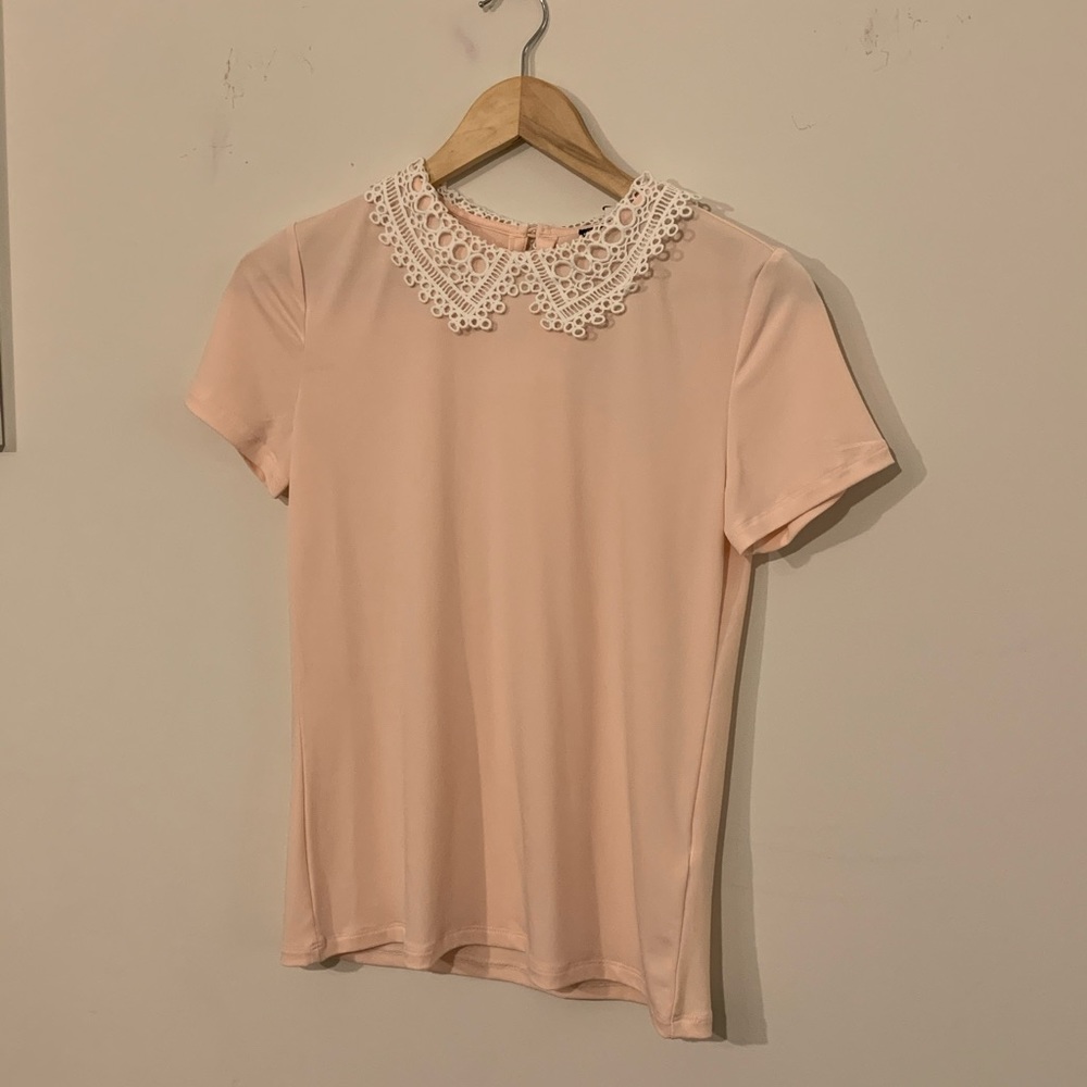 Blush Karl Lagerfeld Blouse with Lace Collar